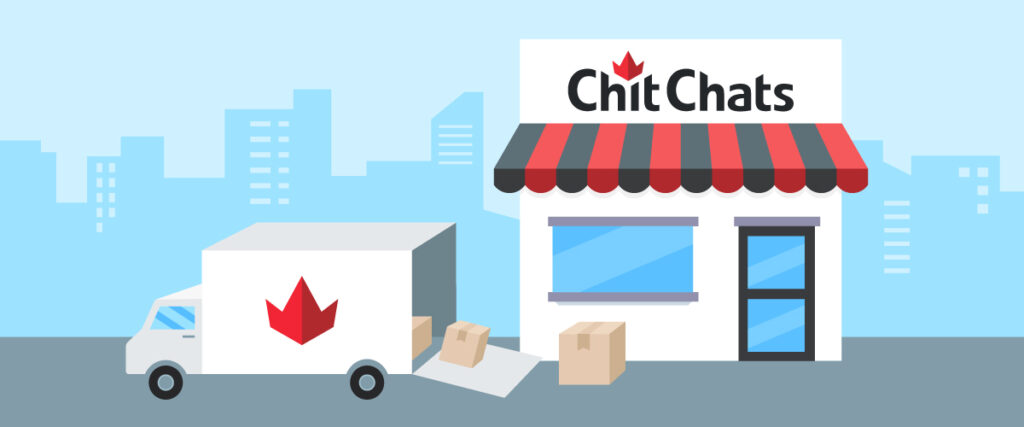 Chit Chats branch with a truck picking up packages
